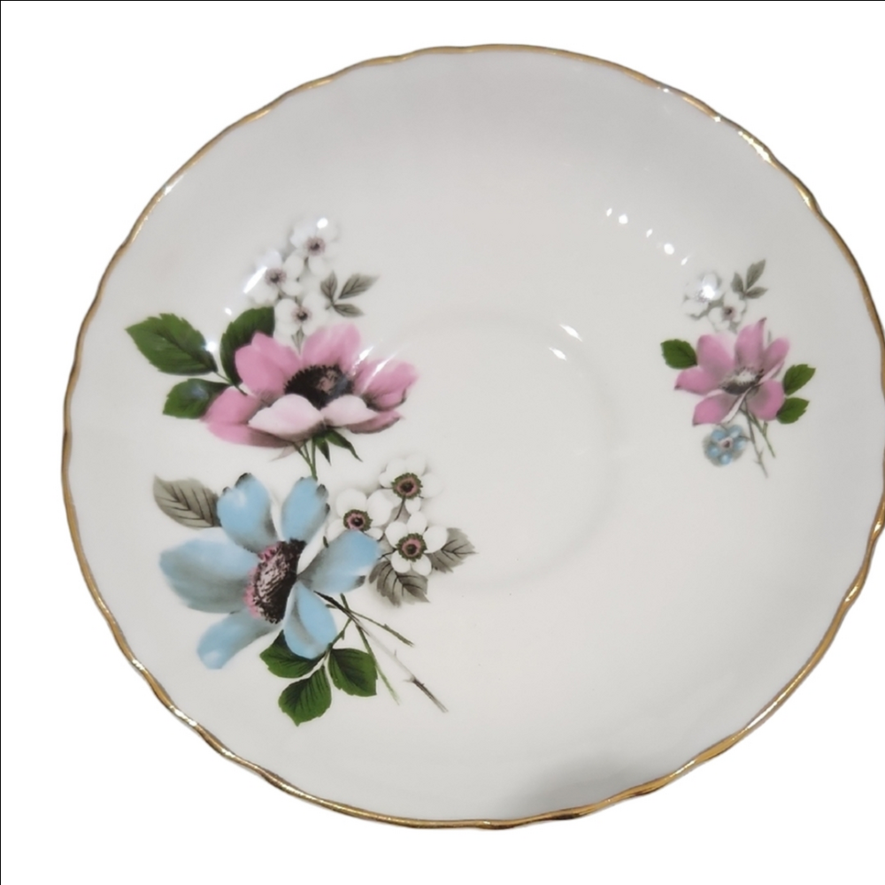 Royal Grafton Bone China Floral Porcelain Saucer with Gold Trim